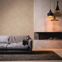 Vliestapete Blätter Beige Weiß Gold Metallic 39501-4