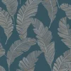 Vliestapete Blätter Blau Creme Gold Metallic A62203