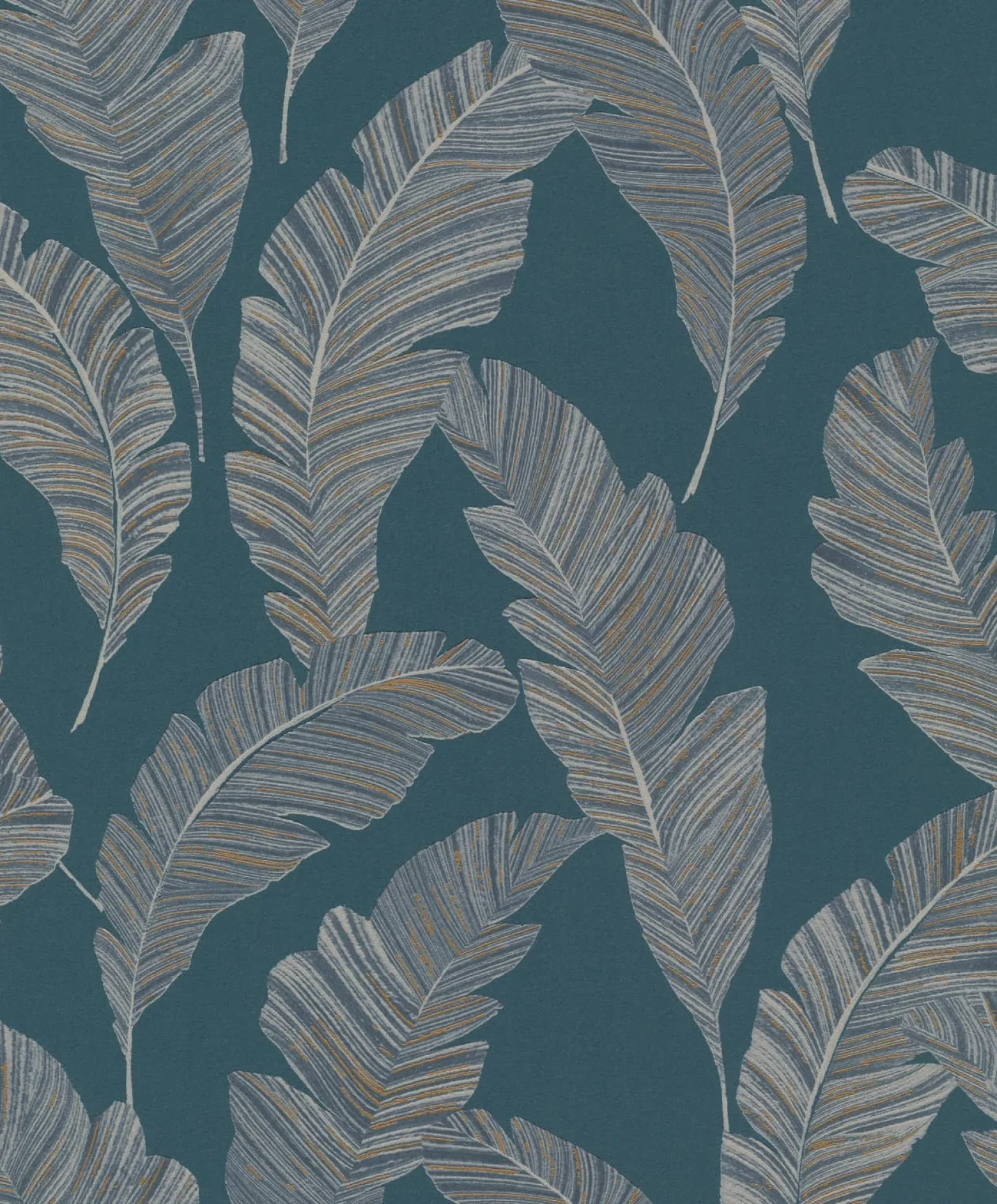 Vliestapete Blätter Blau Creme Gold Metallic A62203