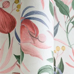 Vliestapete Blätter Blumen Creme Rosa Grün 79062-5