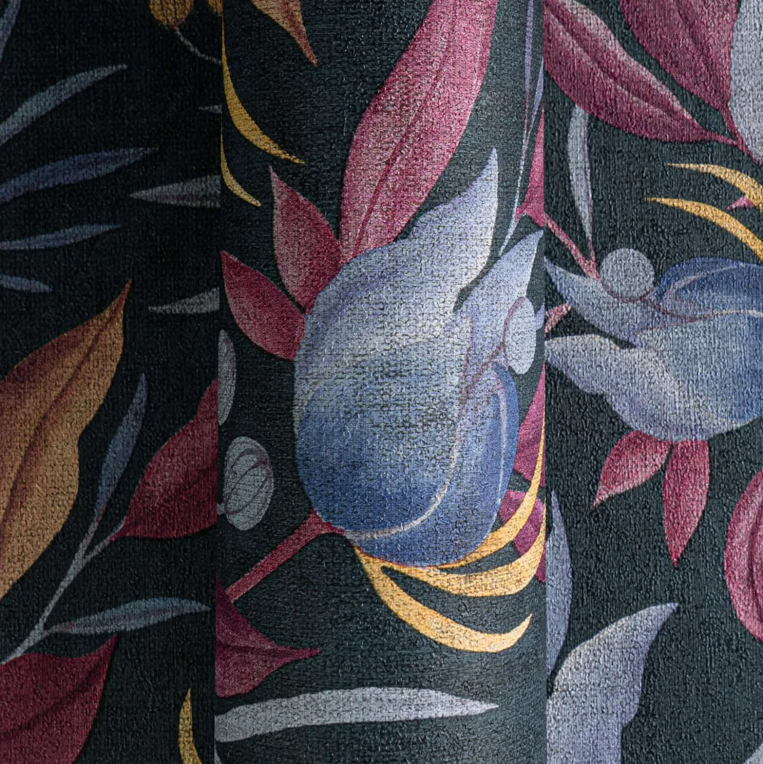 Vliestapete Blätter Blumen Floral Blau Rot 79062-3