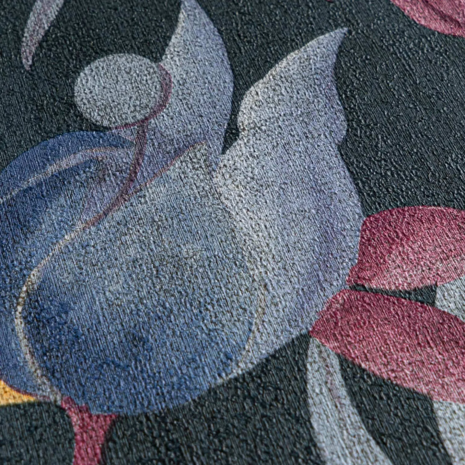 Vliestapete Blätter Blumen Floral Blau Rot 79062-3