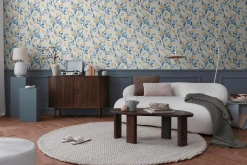 Vliestapete Blätter Blumen Weiß Blau Gelb 79062-6