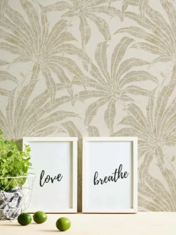 Vliestapete Blätter Creme Gold Silber Metallic 39501-5