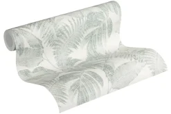Vliestapete Blätter creme grün 37396-4
