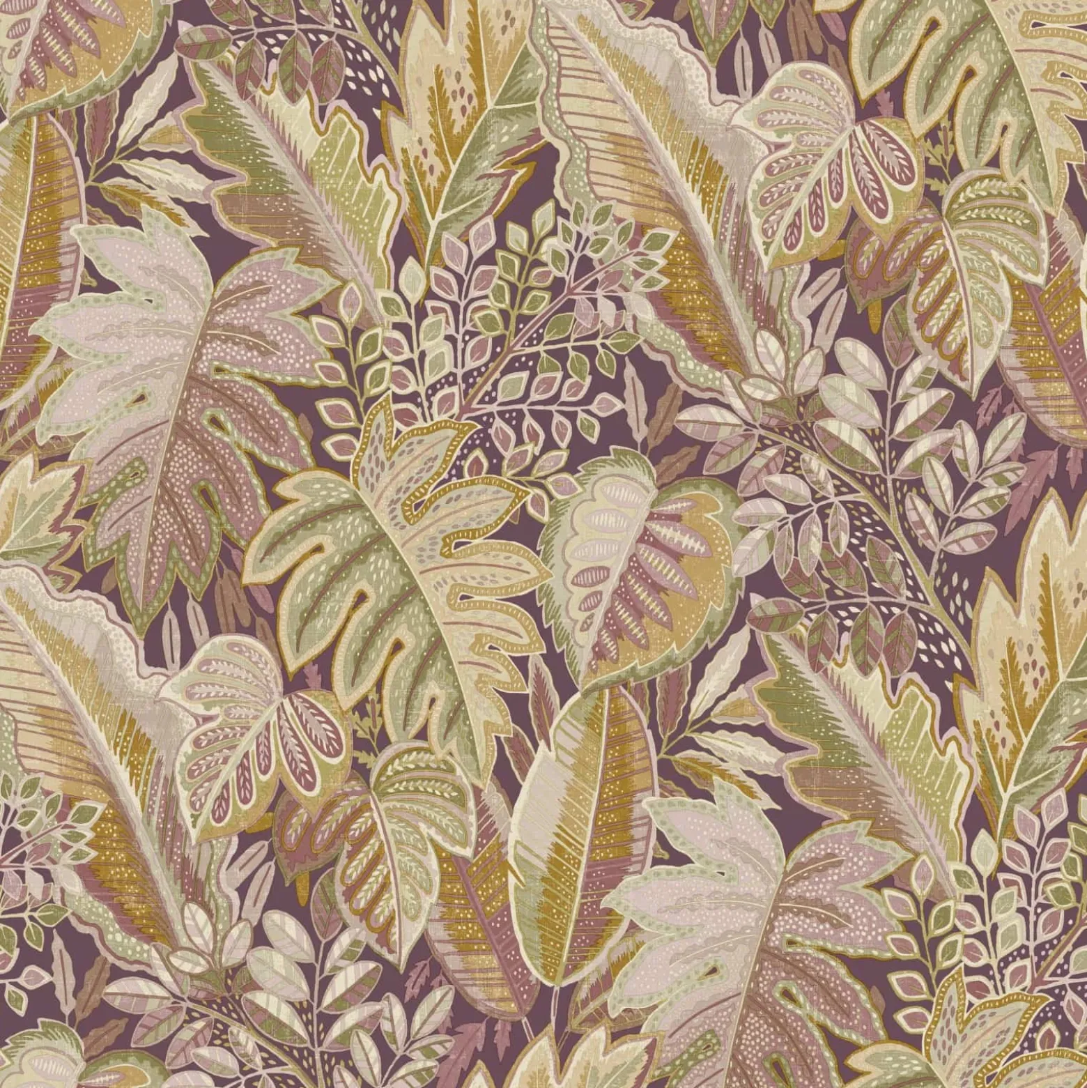 Vliestapete Blätter Dschungel Lila Beige Grün A58401
