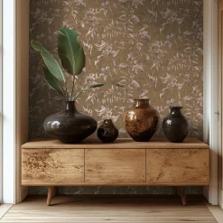 Vliestapete Blätter Dschungel Braun Beige Metallic 78203-4