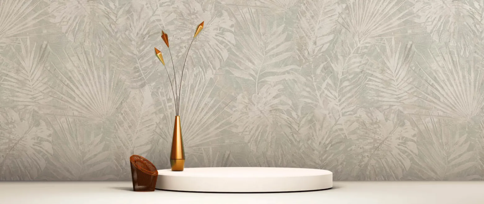 Vliestapete Blätter Dschungel Grau Beige 38638-4