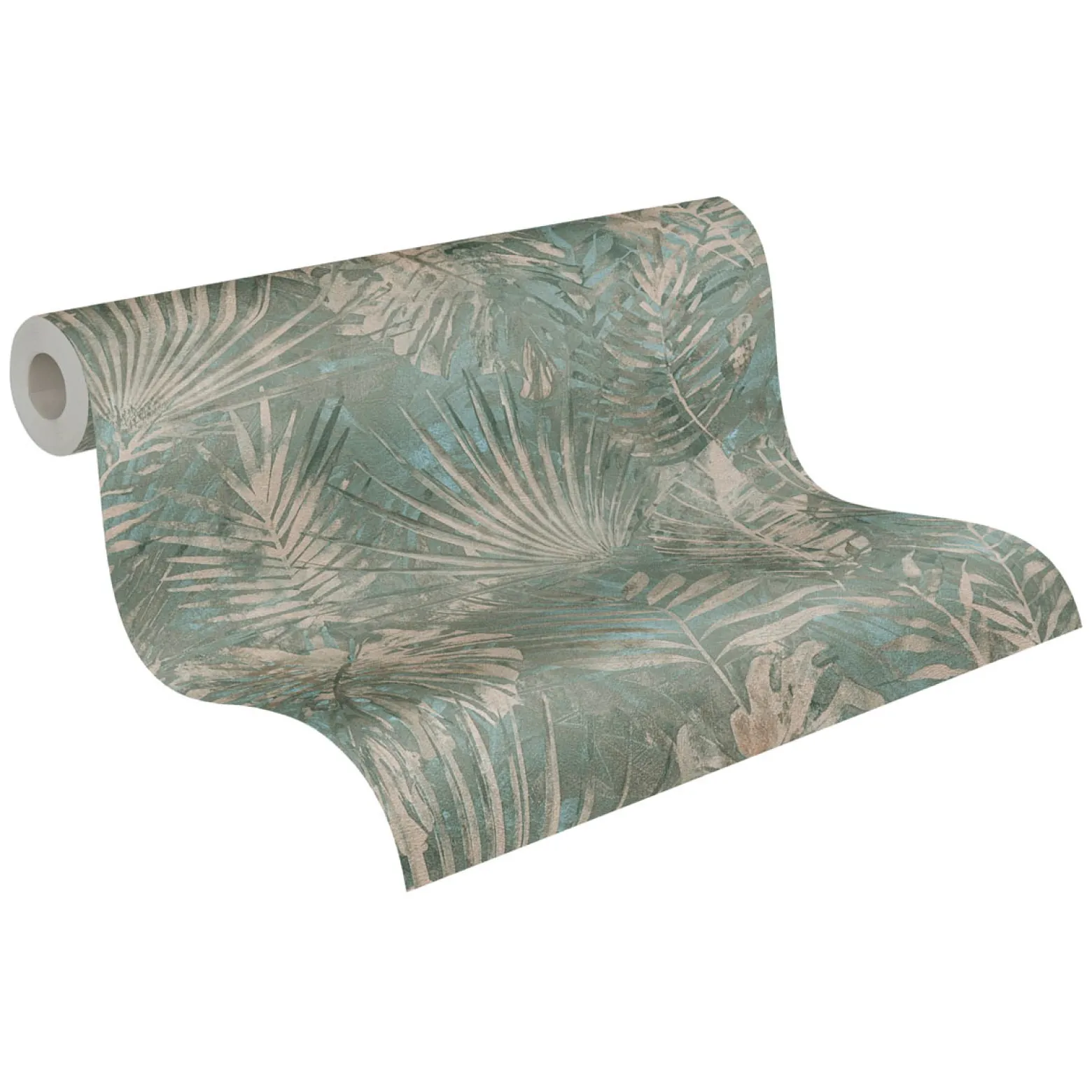 Vliestapete Blätter Dschungel Beige Grün 38638-2