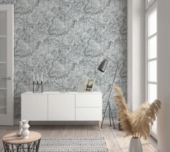 Vliestapete Blätter Dschungel Floral grau-blau 33306