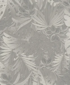 Vliestapete Blätter Dschungel Metallic platin-silber 33302
