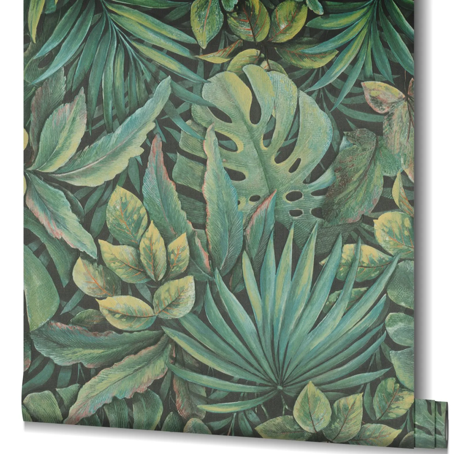 Vliestapete Blätter Dschungel Floral grün schwarz 33304