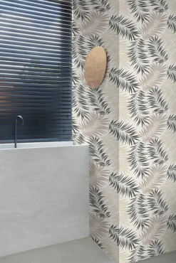 Vliestapete Blätter Farne Creme Schwarz Beige A56201