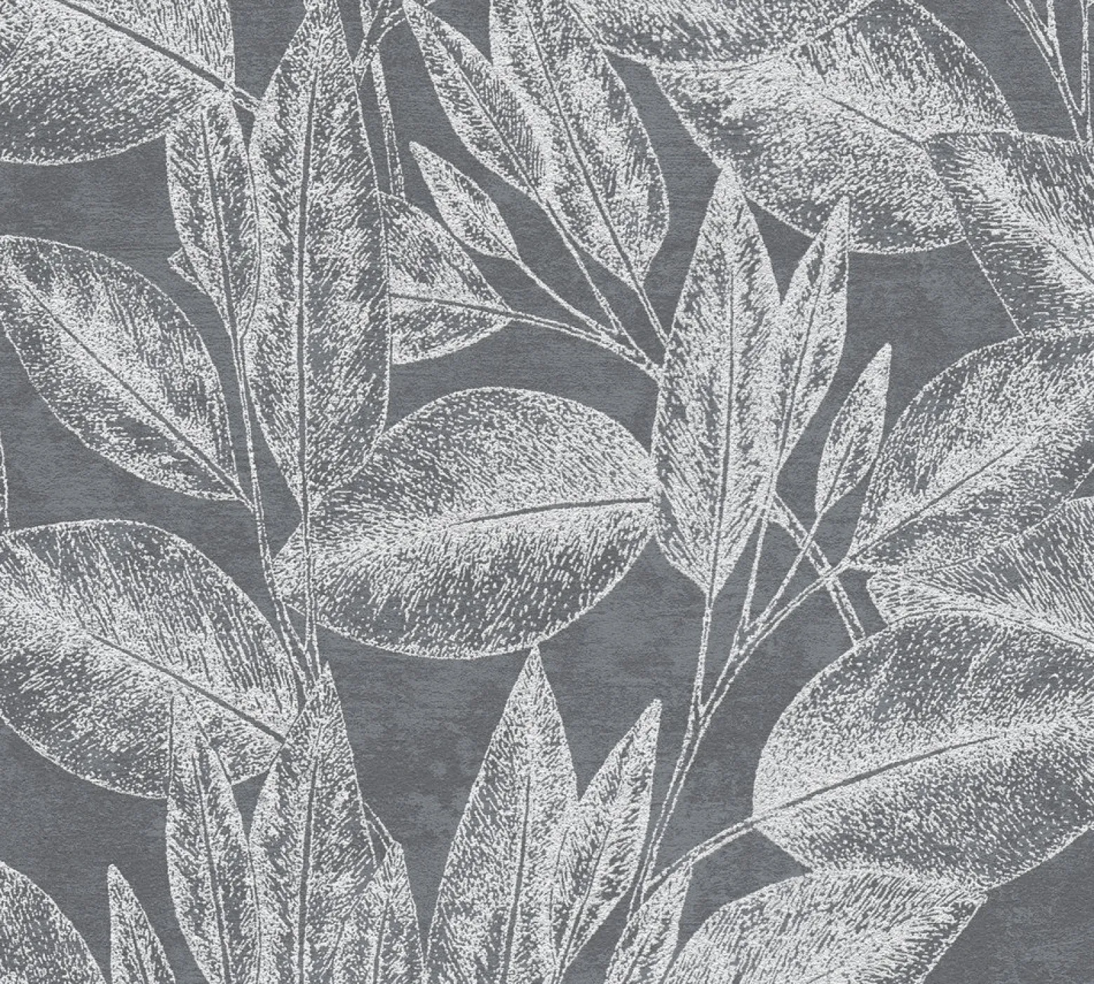 Vliestapete Blätter Floral anthrazit metallic 37836-4