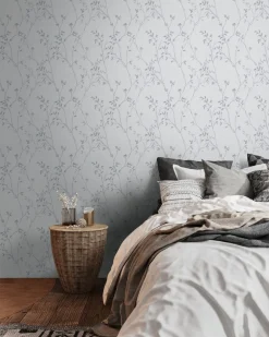 Vliestapete Blätter Floral Aquarell Hellgrau 39767-4