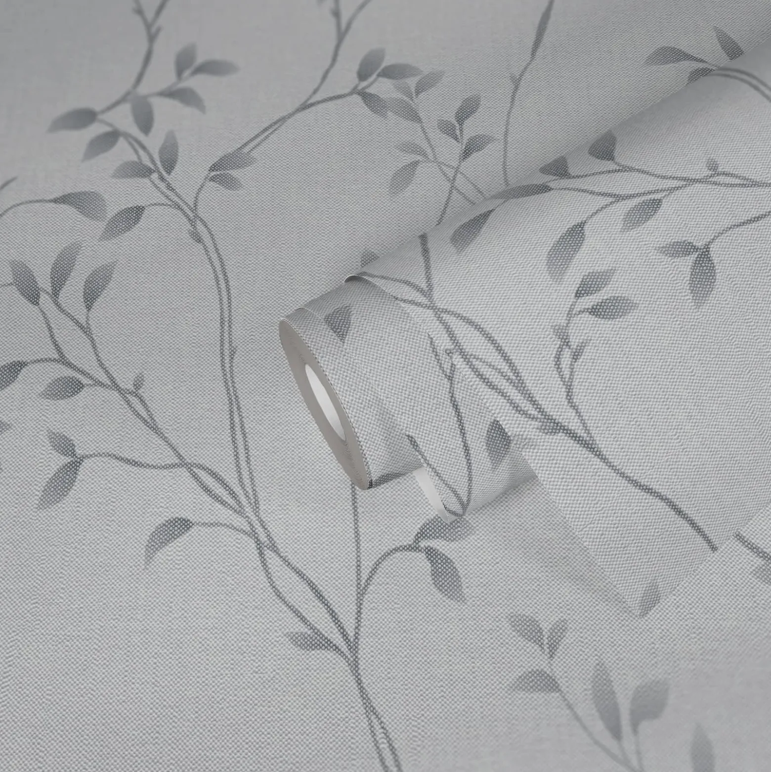 Vliestapete Blätter Floral Aquarell Weiß Grau 39767-3