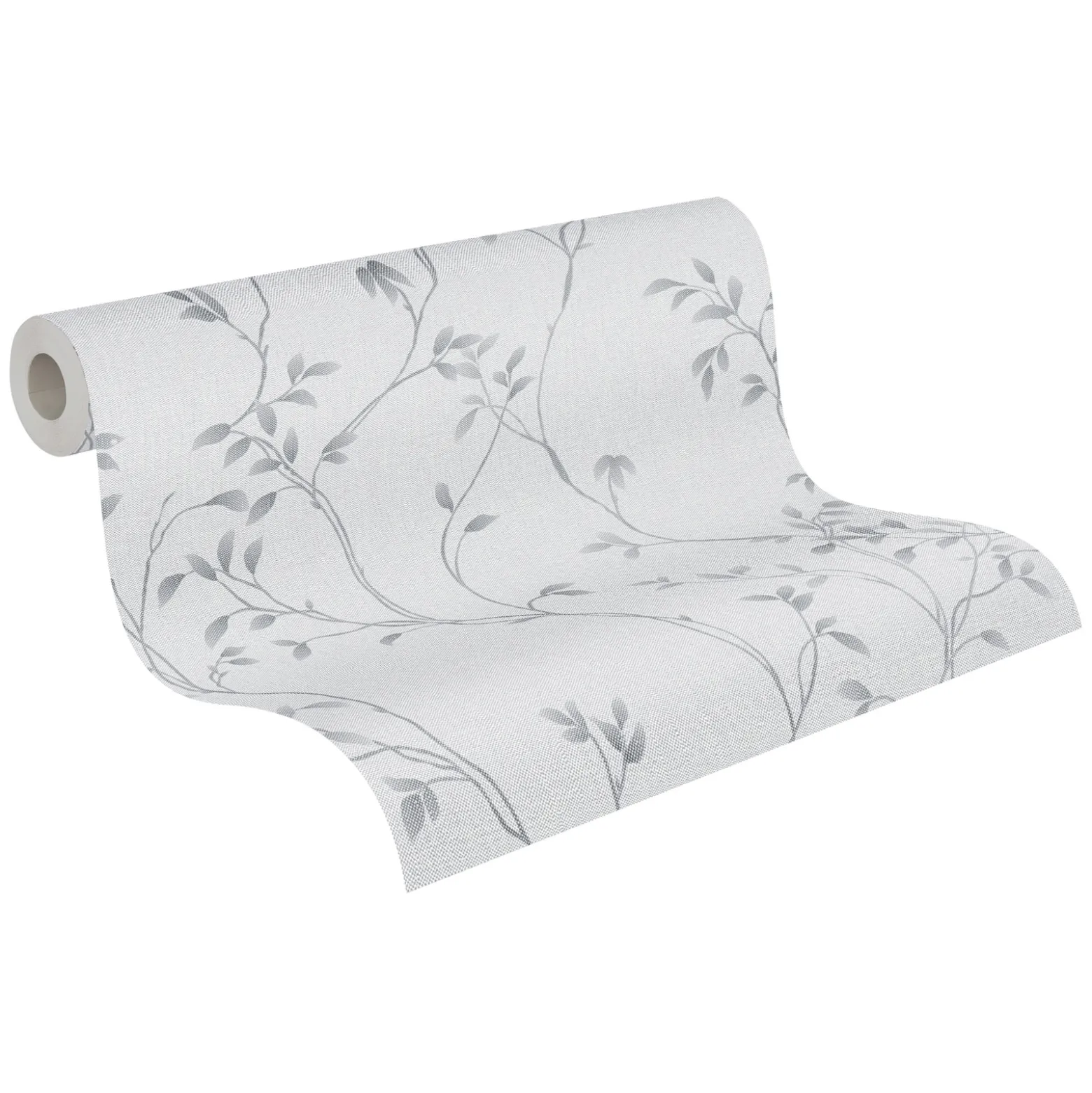 Vliestapete Blätter Floral Aquarell Weiß Grau 39767-3