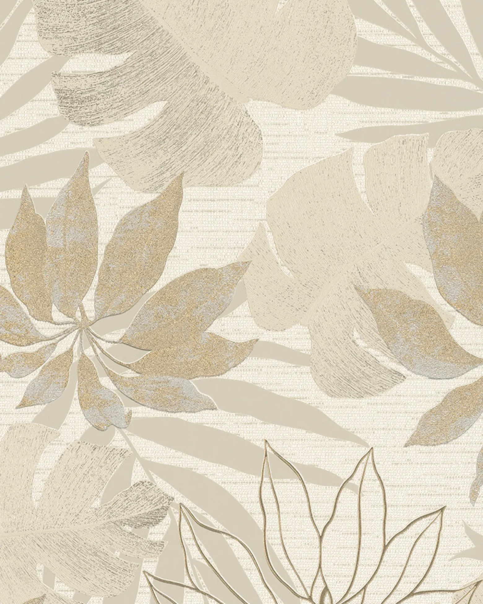 Vliestapete Blätter Floral beige gold metallic 31602