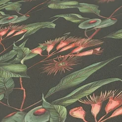Vliestapete Blätter Floral Beeren Schwarz Grün 39430-1