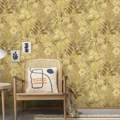 Vliestapete Blätter Floral Beige Gelb Braun 10506-20