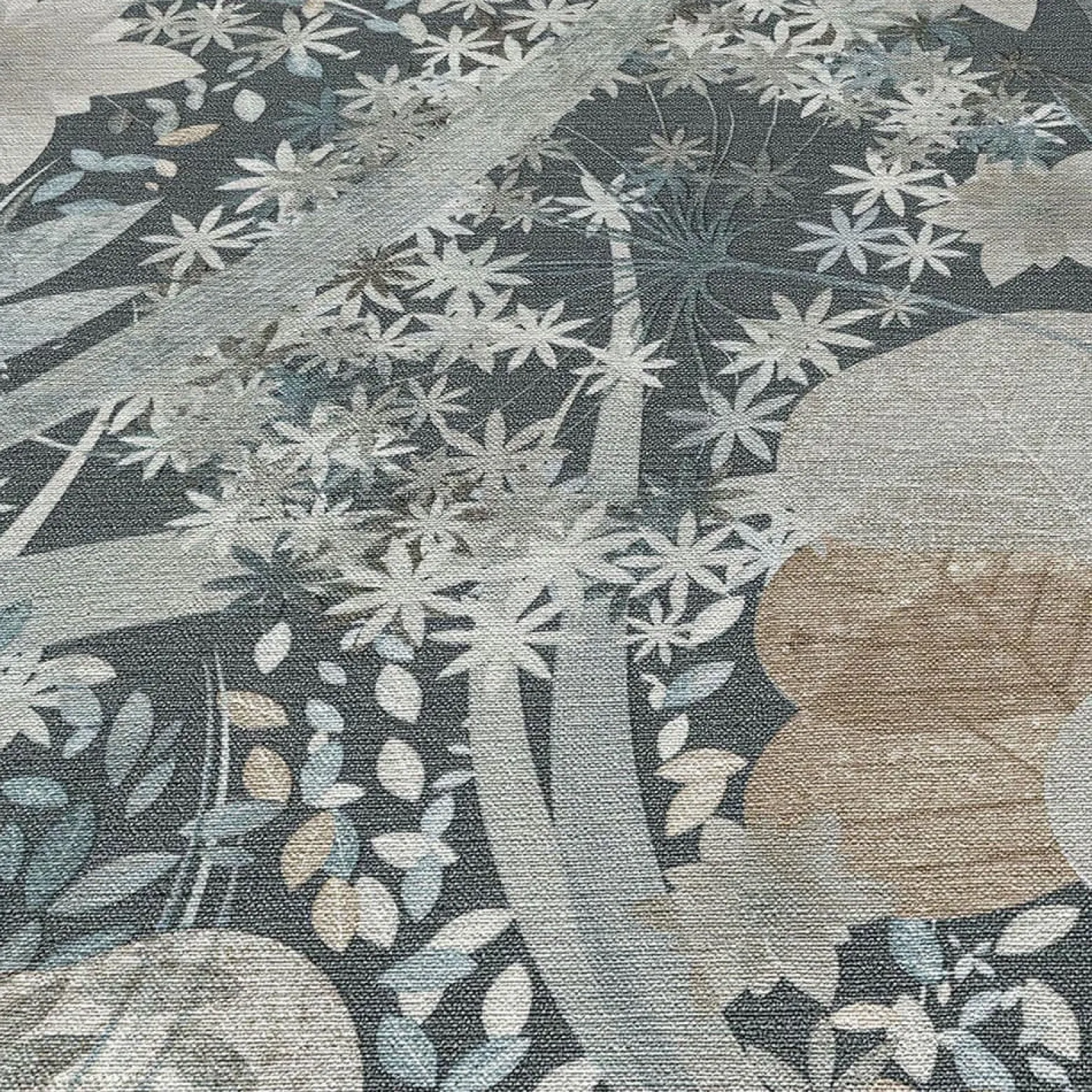 Vliestapete Blätter Floral Blau Grau Braun 10506-44