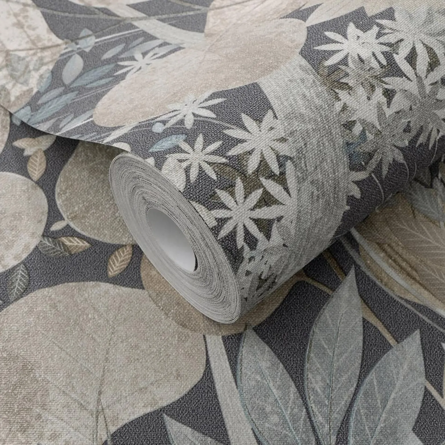 Vliestapete Blätter Floral Blau Grau Braun 10506-44