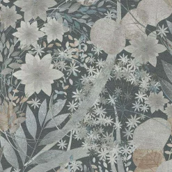 Vliestapete Blätter Floral Blau Grau Braun 10506-44