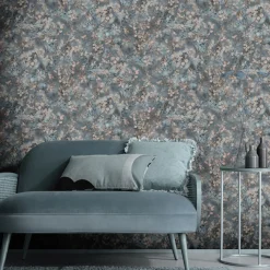 Vliestapete Blätter Floral Blau Beige Grau 10415-08