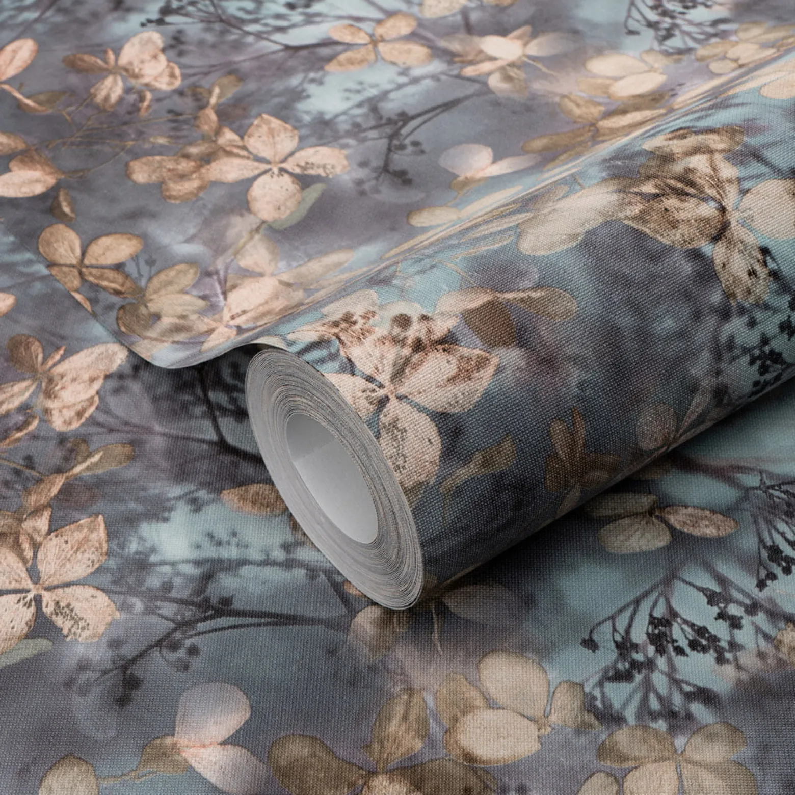 Vliestapete Blätter Floral Blau Beige Grau 10415-08
