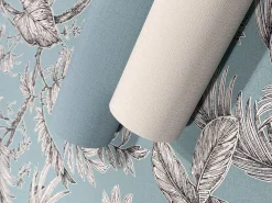 Vliestapete Blätter Floral Blau Schwarz Weiß 82340