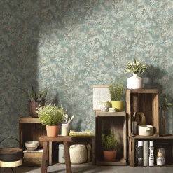 Vliestapete Blätter Floral Grün Creme Blau 10415-07