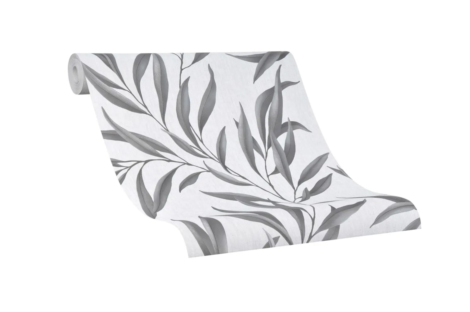 Vliestapete Blätter Floral grau-weiß silber Marburg 32201