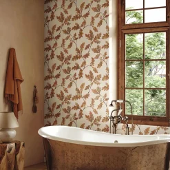 Vliestapete Blätter Floral Grau Braun Rot 35398