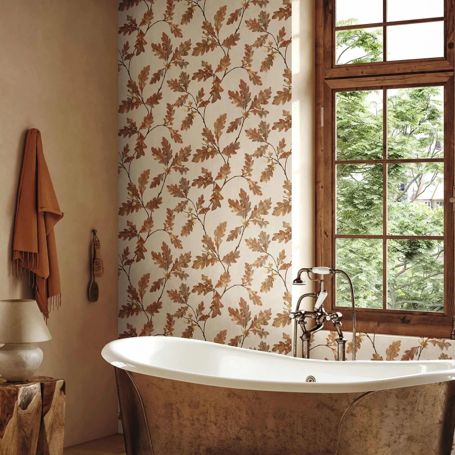 Vliestapete Blätter Floral Grau Braun Rot 35398
