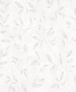 Vliestapete Blätter Floral Metallic weiß grau 32632