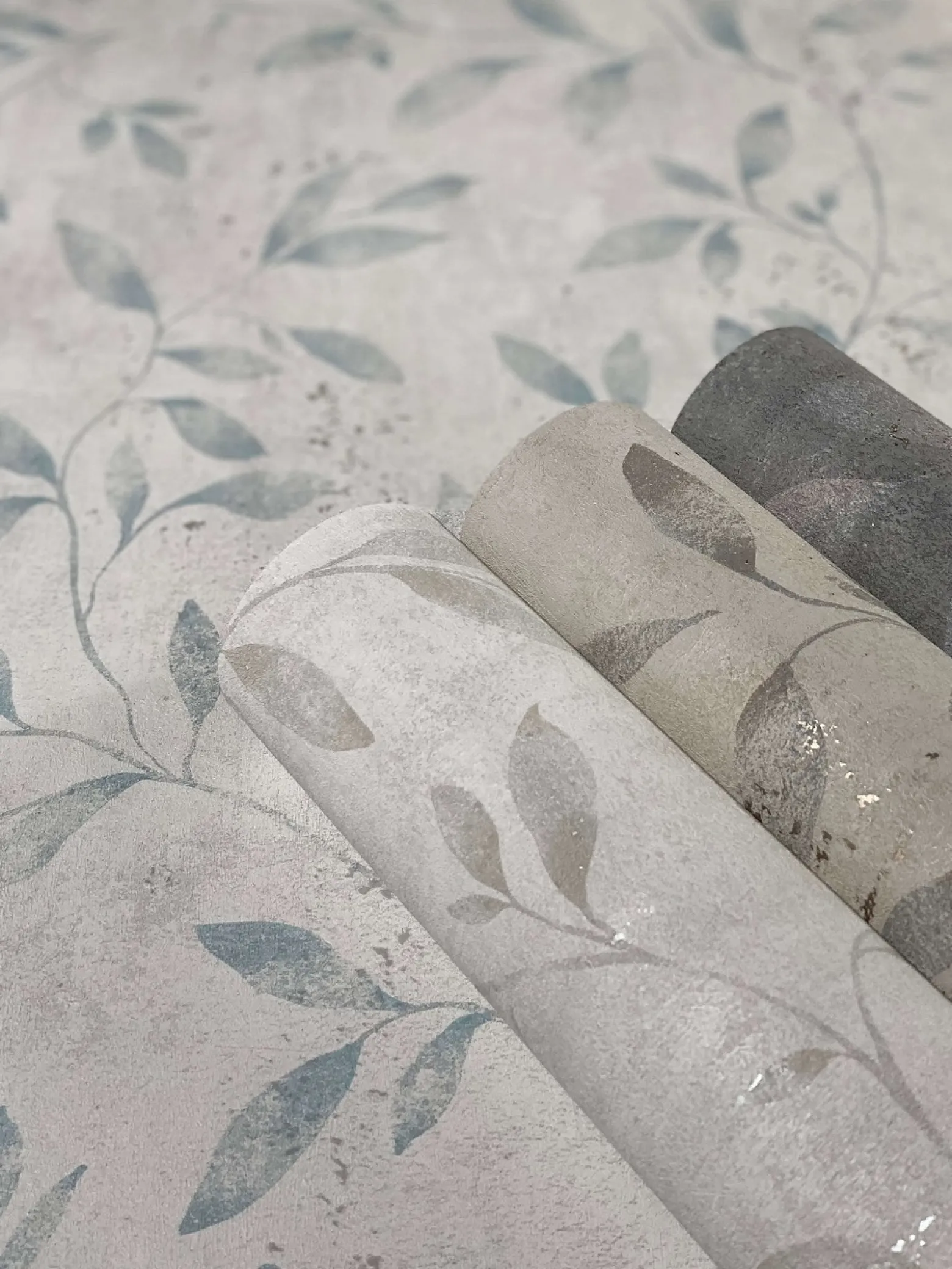 Vliestapete Blätter Floral Metallic grau gold 32634