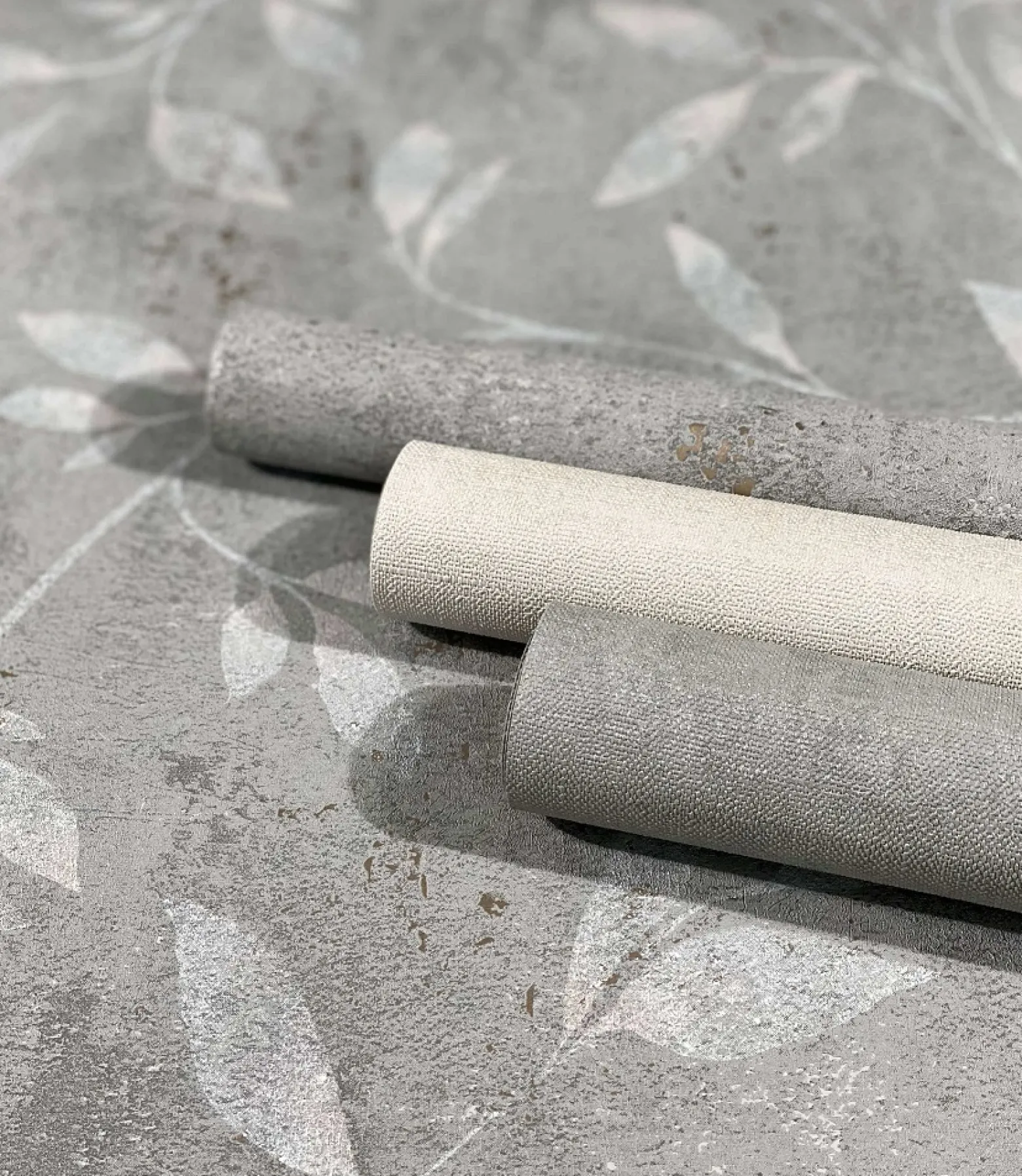 Vliestapete Blätter Floral Metallic grau gold 32634