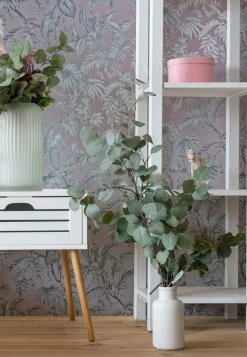 Vliestapete Blätter Floral Rosa Silber Metallic 82339