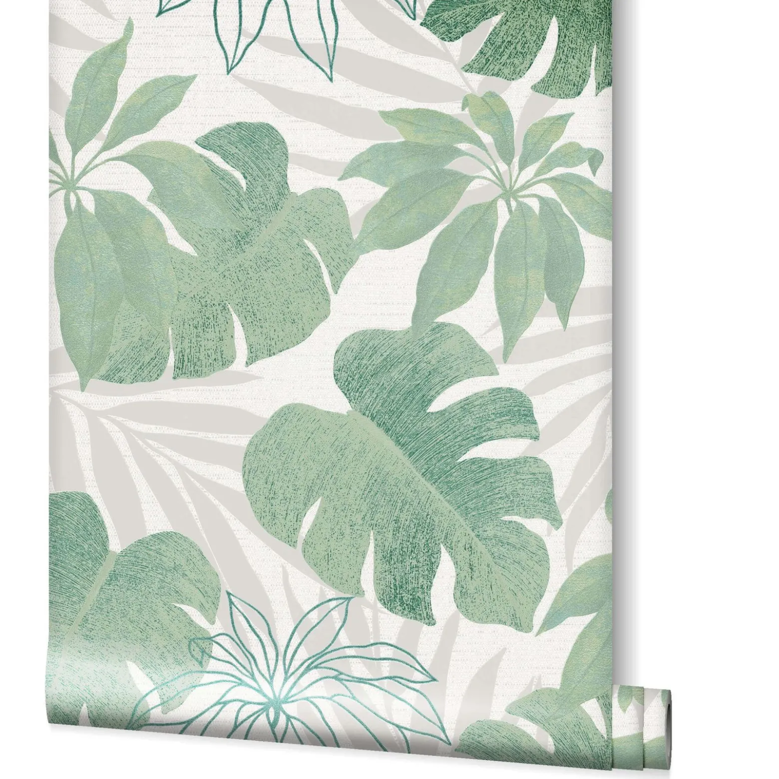 Vliestapete Blätter Floral silber grün metallic 31604