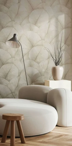Vliestapete Blätter Floral Struktur Beige Creme 34510