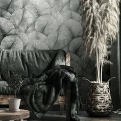 Vliestapete Blätter Floral Struktur Silber Metallic 34514