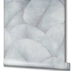 Vliestapete Blätter Floral Struktur Blau Grau 34512