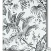 Vliestapete Blätter Floral Tropen Weiß Schwarz 82337