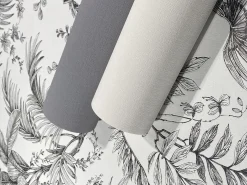 Vliestapete Blätter Floral Tropen Weiß Schwarz 82337