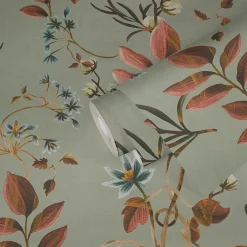 Vliestapete Blätter Floral Vintage Grün Grau 78212-2
