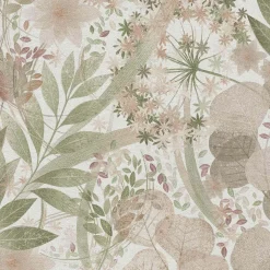 Vliestapete Blätter Floral Weiß Rosa Grün 10506-05