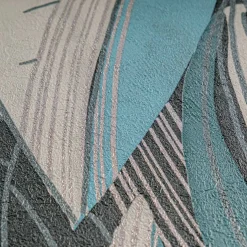 Vliestapete Blätter Grafisch Blau Silber Metallic 78655-2