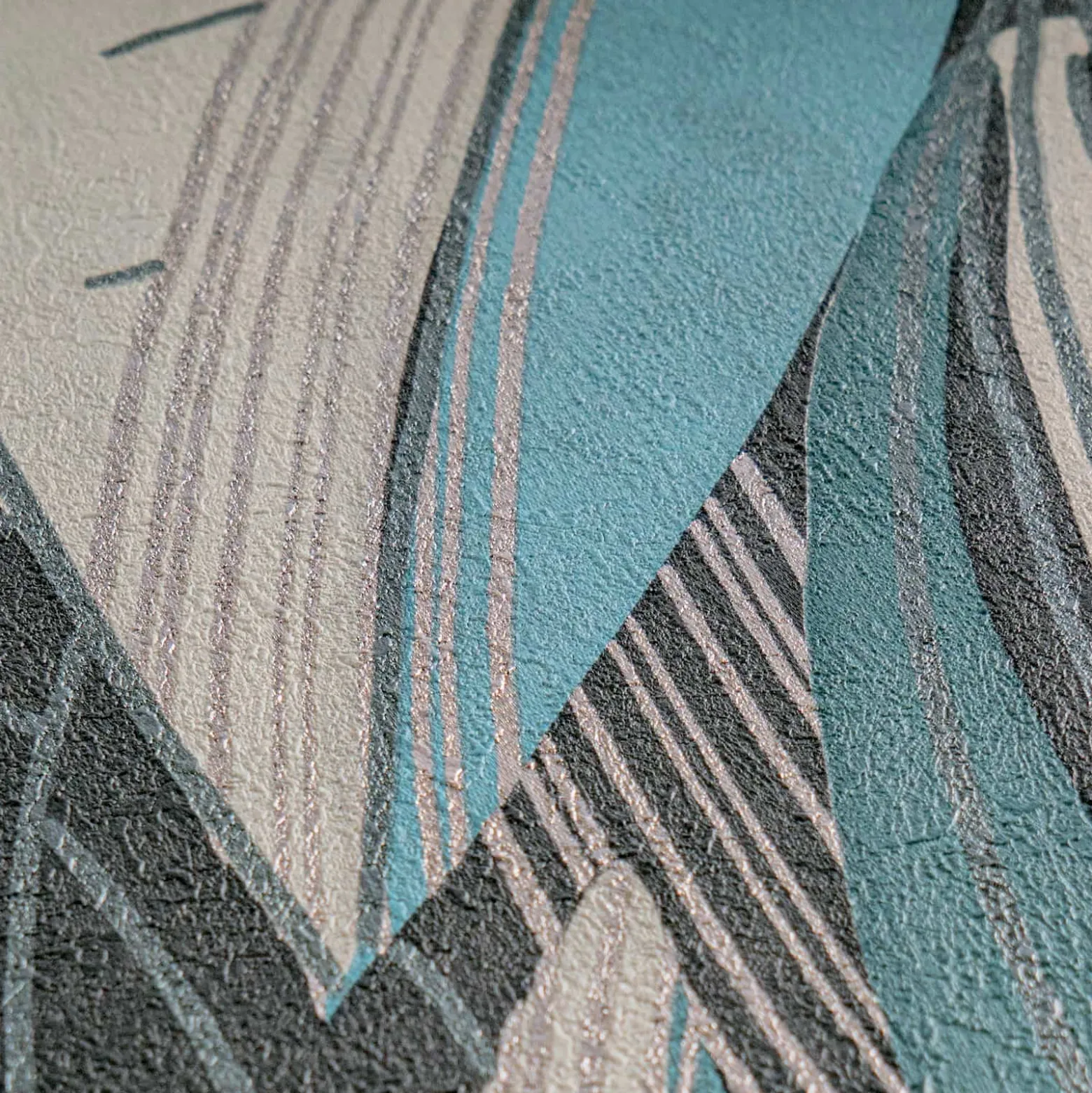 Vliestapete Blätter Grafisch Blau Silber Metallic 78655-2