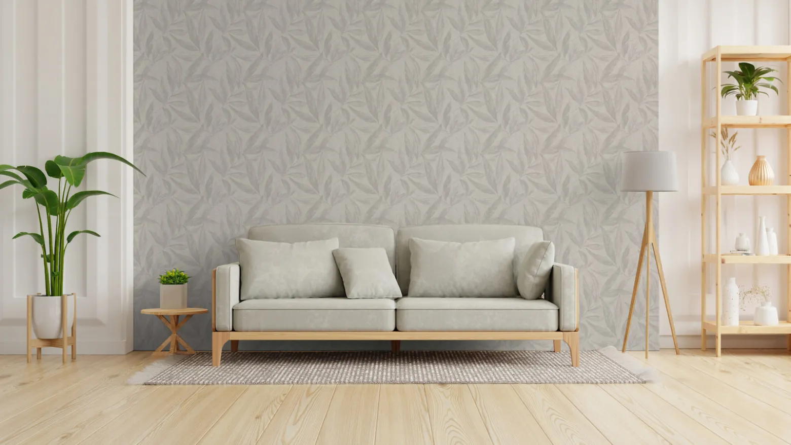 Vliestapete Blätter Grau Silber Metallic 79096-4