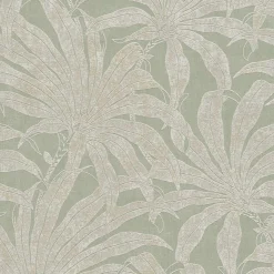 Vliestapete Blätter Grün Weiß Gold Metallic 39501-2